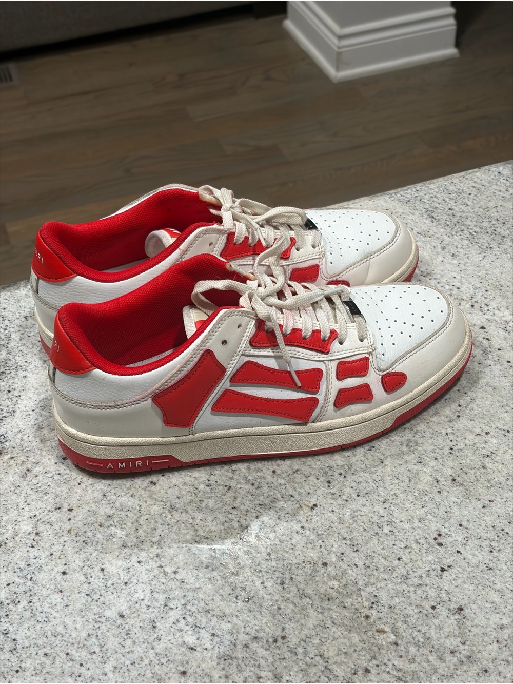 AMIRI White Leather Sneakers with Red Accents